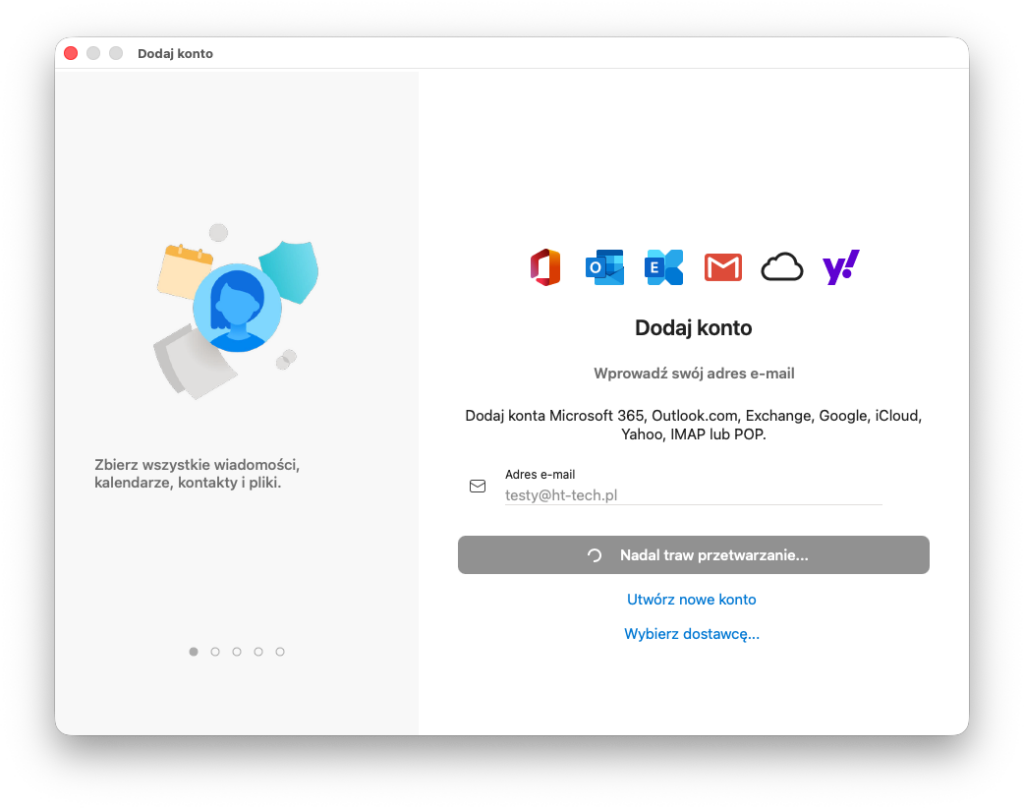 Obrazek – ustawienia kont w Outlook macOS