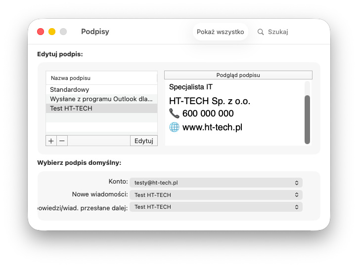 Jak dodać podpis w Outlook Mac 1