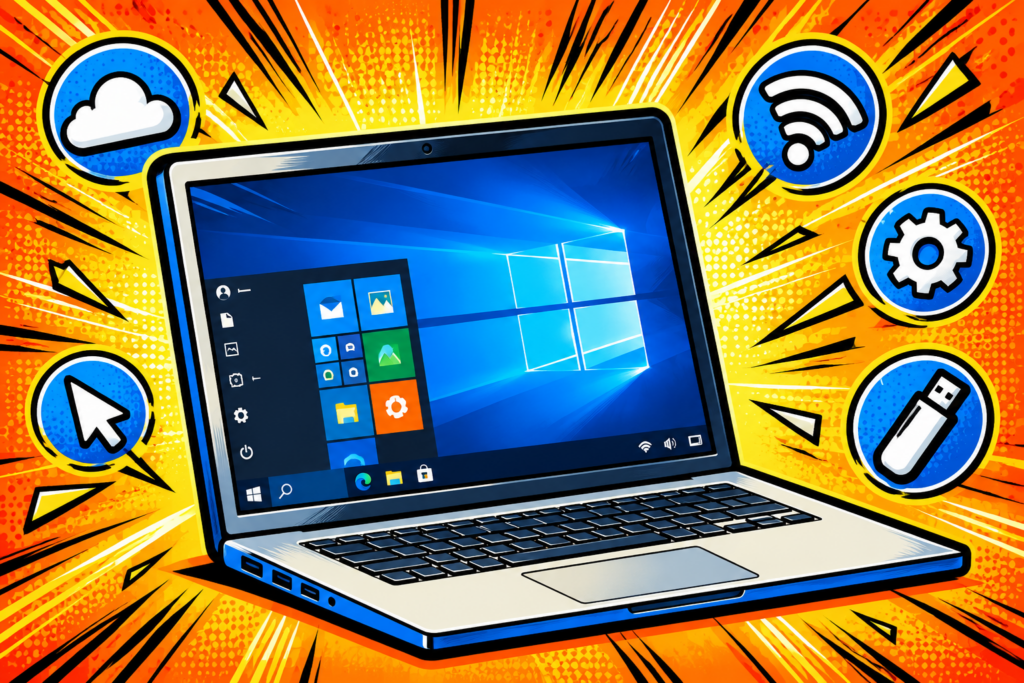Komiksowy laptop w eksplozji technologii